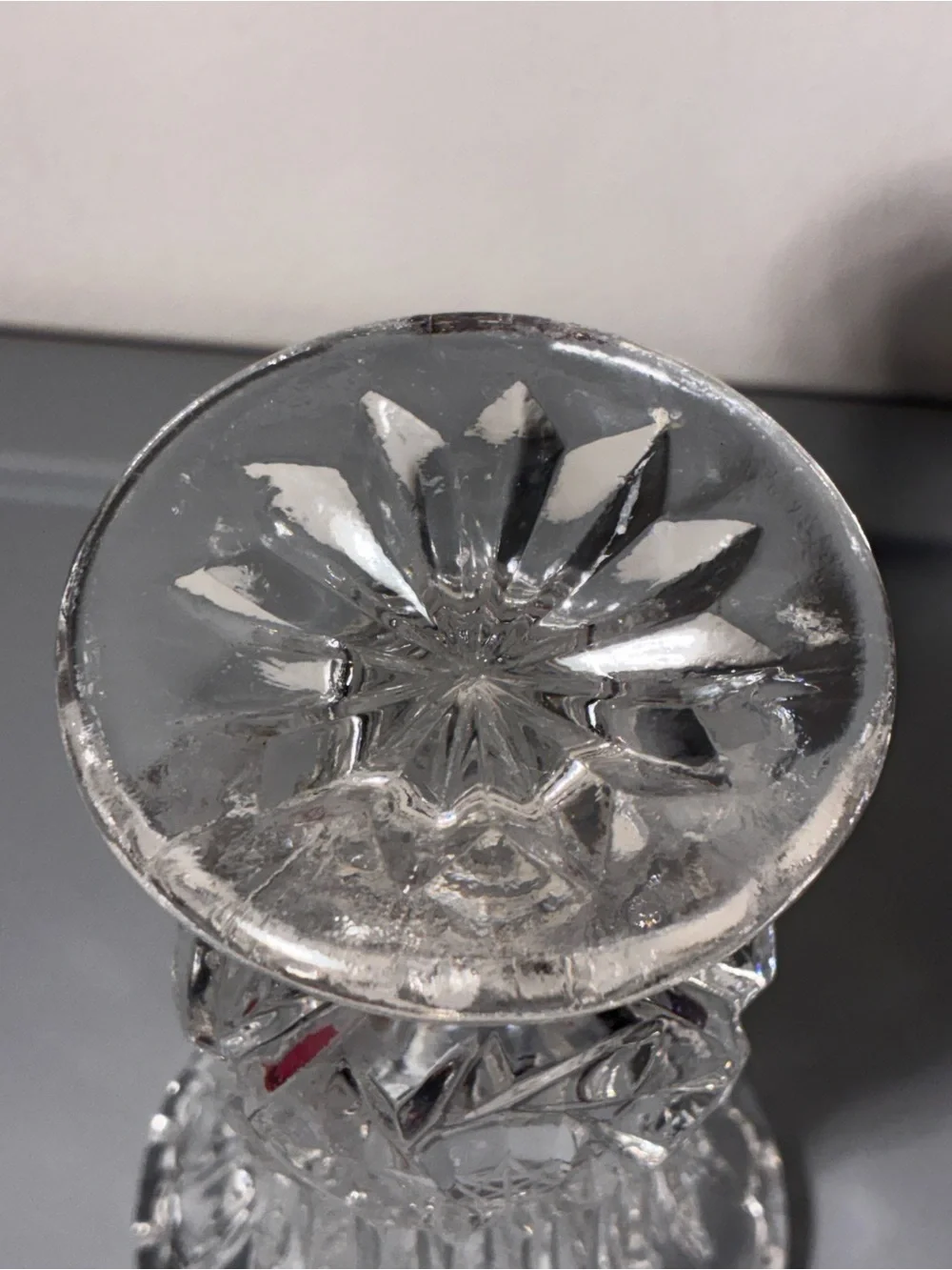 Vintage Cut Crystal Footed Bud Vase Sawtooth Rim 4.5” Pressed Glass - Picture 7 of 9